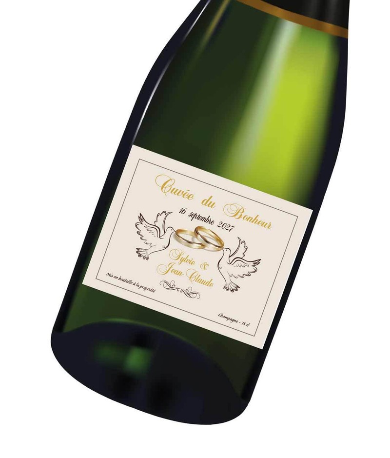 Étiquette personnalisée autocollante ovale pour bouteille champagne